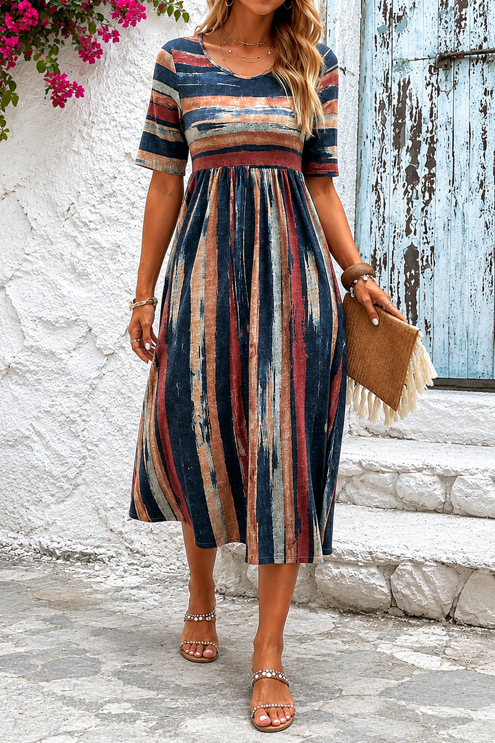 Marloes™ | Vestido Midi a Rayas que Disimula el Abdomen