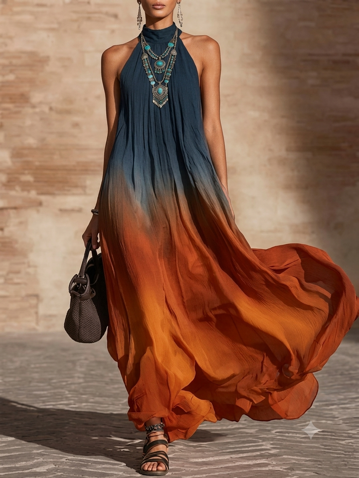 Alma™ | Vestido Maxi Degradado con Escote Halter