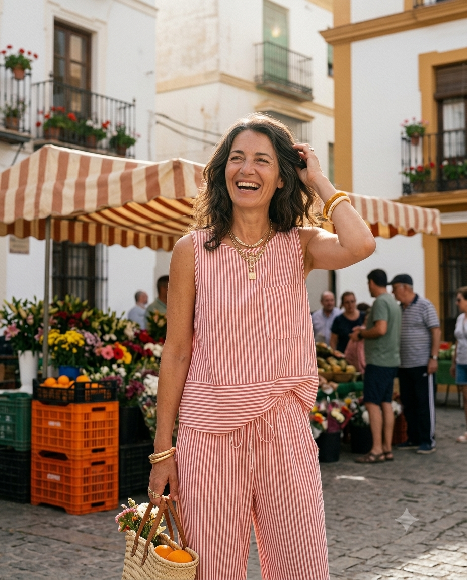Carmen™ | Conjunto de Algodón a Rayas