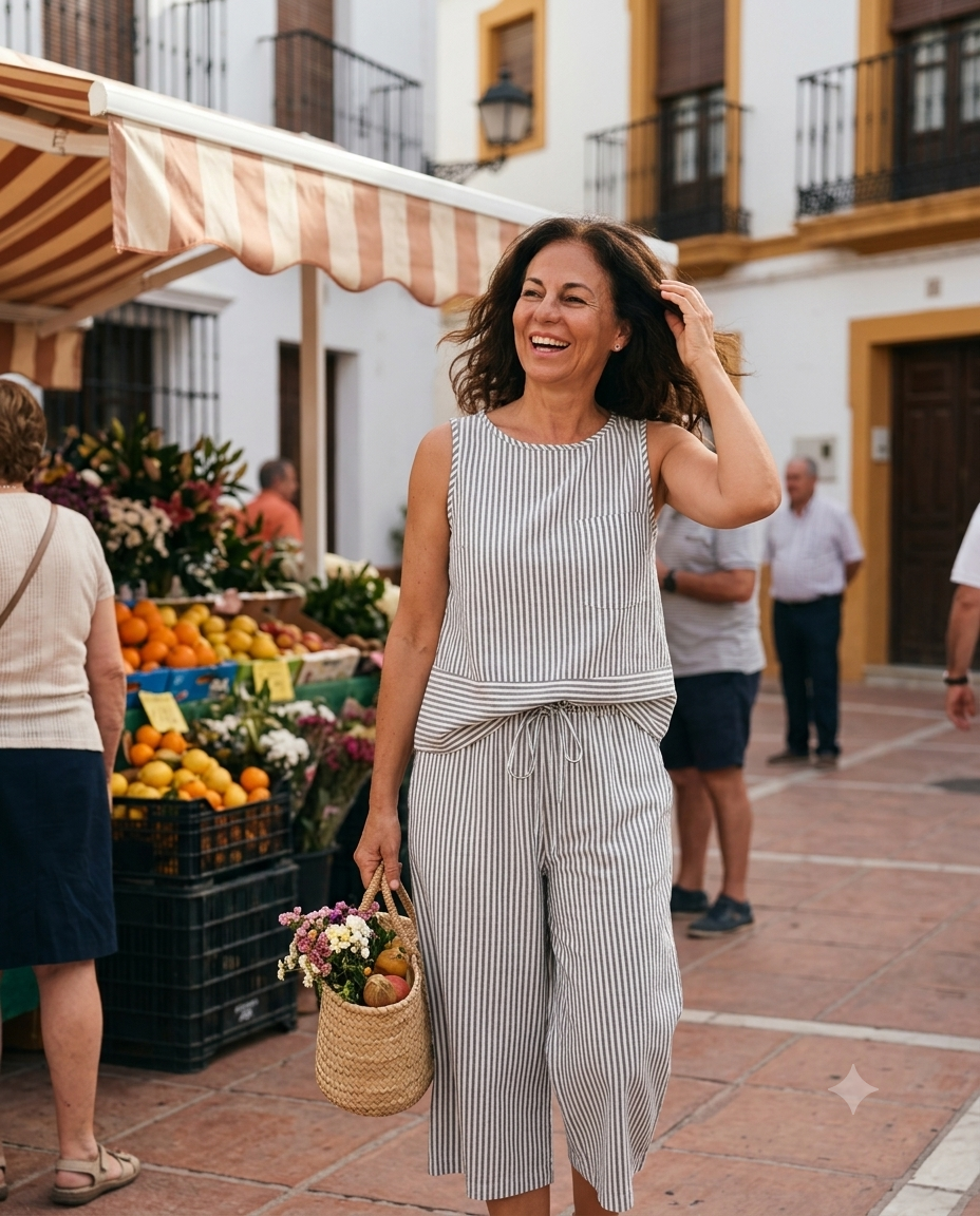 Carmen™ | Conjunto de Algodón a Rayas