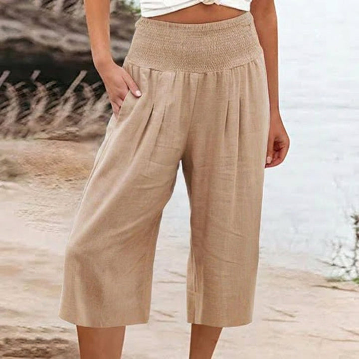 Abril - Pantalones capri ligeros con cintura elástica