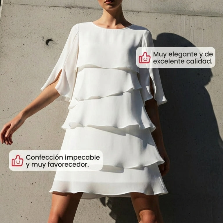 Brisa - Vestido elegante de capas y volantes