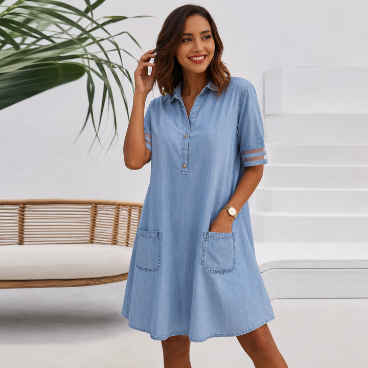 Brittany™ | Blusa vestido de mezclilla con camuflaje para el vientre