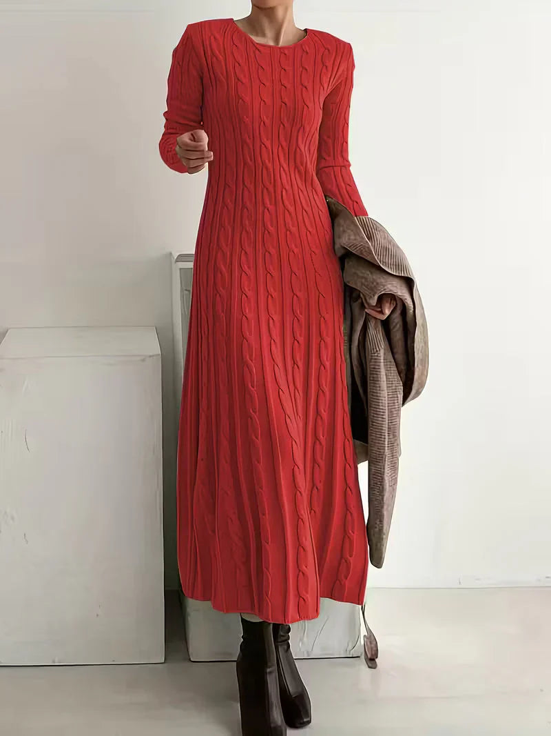 Jimena - Vestido largo de punto trenzado elegante