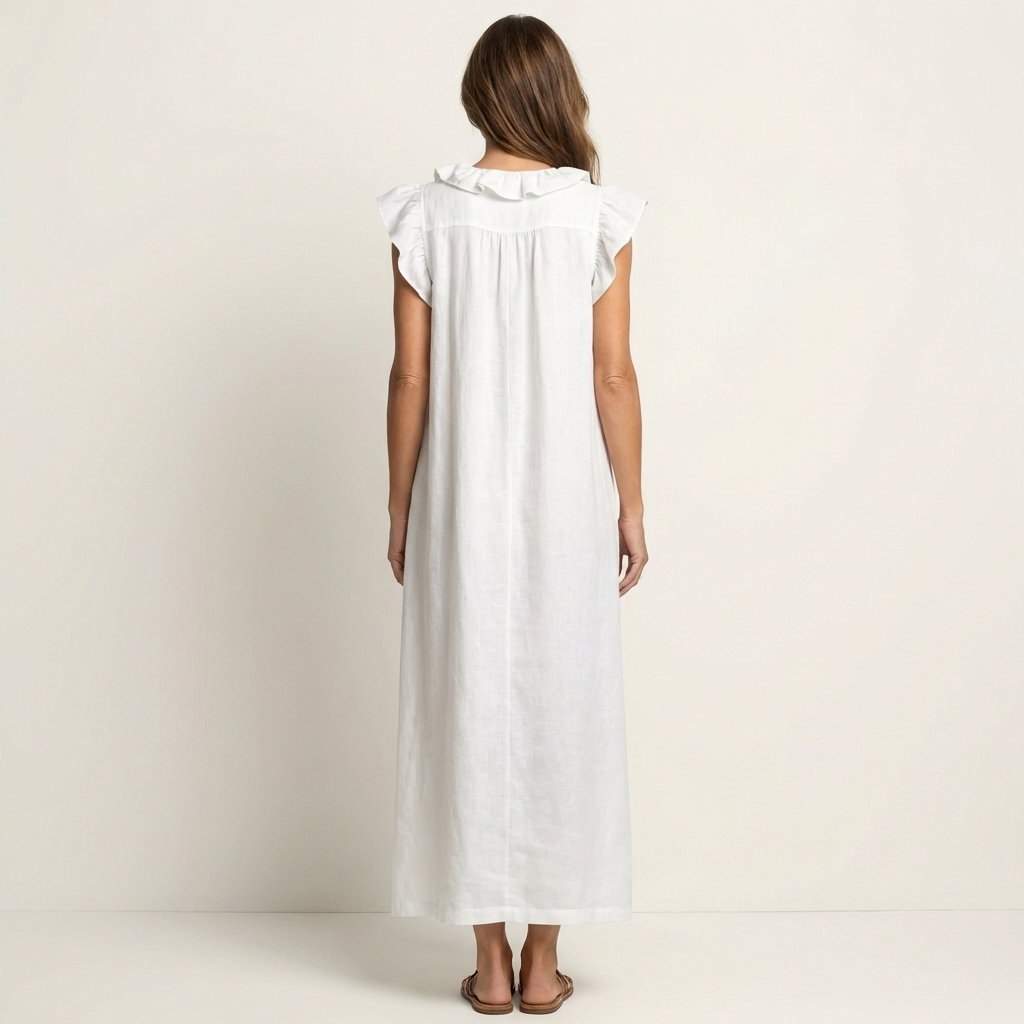 Elena™ | Vestido Largo con Cuello en V y Volantes