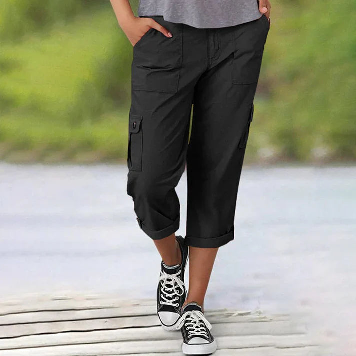 Inés - Pantalón corto casual elástico con bolsillos