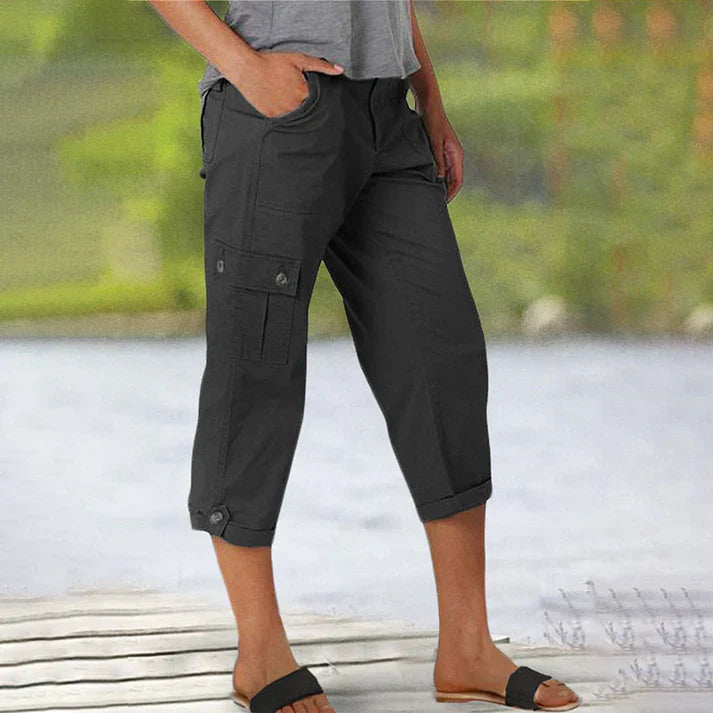 Inés - Pantalón corto casual elástico con bolsillos