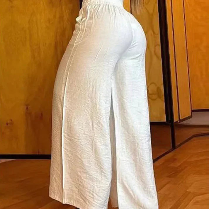 Siena – Pantalones anchos de cintura alta con detalle de cinturón