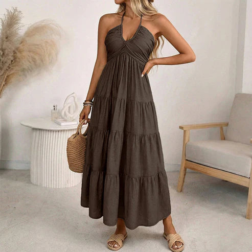 Julia - Vestido largo con cuello halter y espalda descubierta
