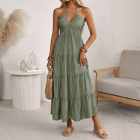 Julia - Vestido largo con cuello halter y espalda descubierta